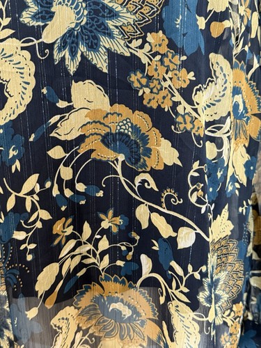 Soft Surroundings Viola Shimmer Blouse Size M Blue Gold Sheer Built In Tank - Picture 8 of 19