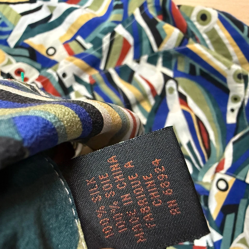 Axis 100% Silk Vintage 90s y2k Shirt Camp Large men's aop Abstract Art Funky - Image 4 of 4