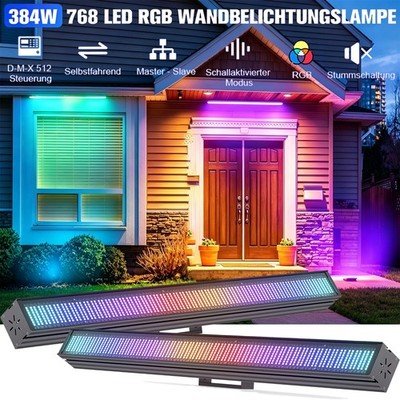 2x RGB 384W 768 LED Bühnenbeleuchtung Wall Washer Licht Bar DMX512 DJ Party Show