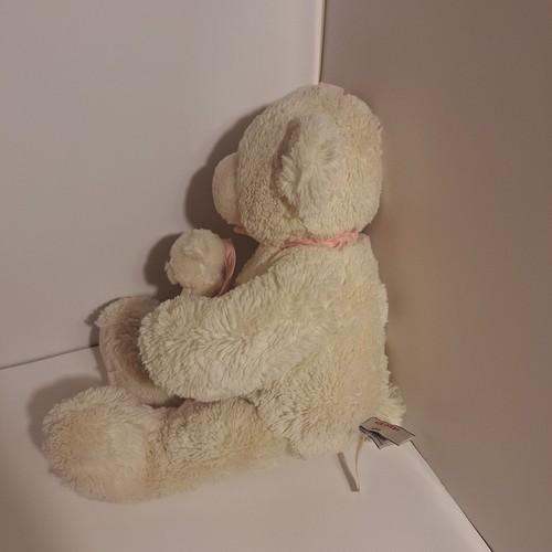 Gund Make A Wish Teddy Bear Zales Diamond Store White Bear With Baby In Pink Bag - Picture 4 of 5