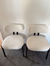 Borg White Dining Chairs Set of 2