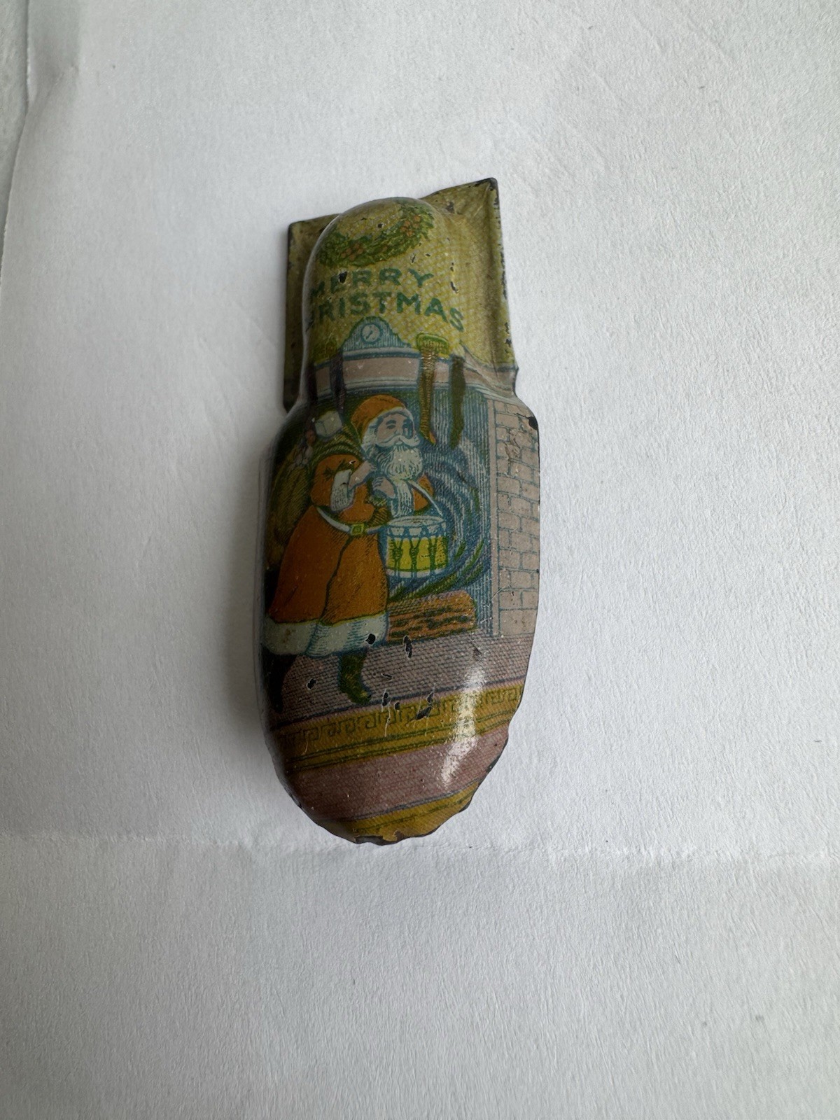 ANTIQUE VICTORIAN SANTA TIN LITHO CLICKER KIRSCHOF COLLECTIBLE RARE