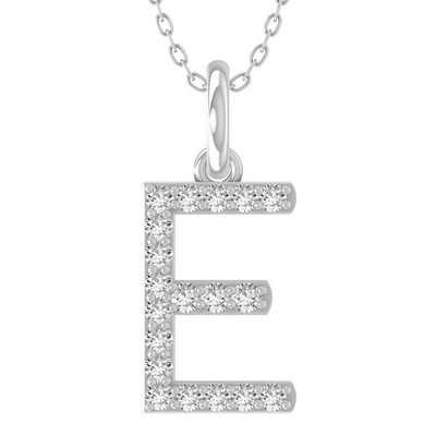 Sterling Silber Diamant Initiale E Buchstabe Anhänger Halskette 18'' Silber Kabel Kette