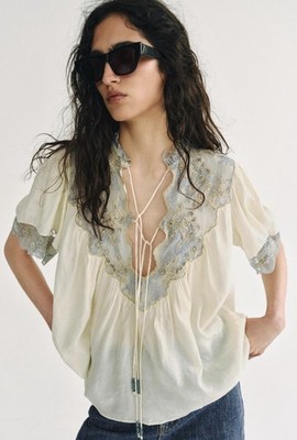 ZARA NEW WOMAN ZW COLLECTION LACE SHIRT SIZE M 5107/240/712