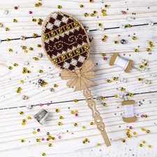 DIY Bead embroidery kit on wood Easter Decoration Craft gift