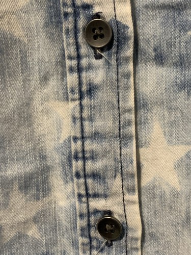 Top ROCK & REPUBLIC Blue Stars High Low Sleeveless Button Up cotton sz L - Picture 4 of 10