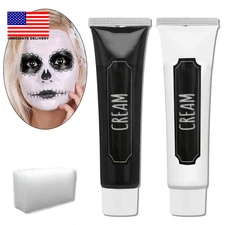White Black Face Body Paint,Clown Face Body Paint SFX Makeup Palette with Brushe