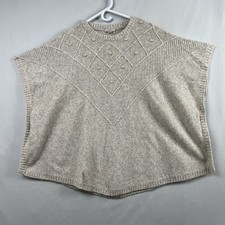 Loft Poncho Sweater Womens XS Extra Small / Small Beige Crew Neck Pullover Cozy