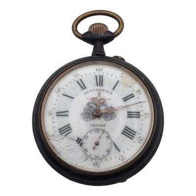 Rare French Goliath 67mm Automobile Régulateur Déposé Pocket Watch Runs lot