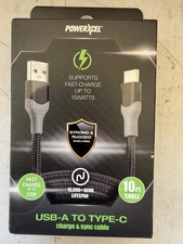 •PowerXcel 2pk• 20W Dual USB A-C Wall Charger & 15W 10ft Braided Cable USB A-C