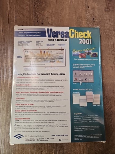 VersaCheck Personal Check 2001 w/ 100 Blank Checks PC CD Print templates SEALED! - 第 2/2 張圖片