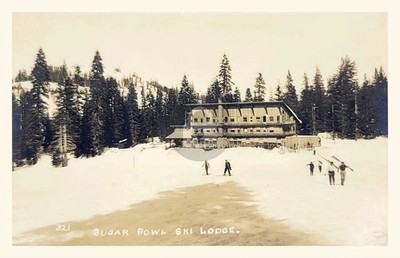 Ski Hill Sugar Bowl Ski Lodge Resort Lake Tahoe CA California RPPC Postcard COPY