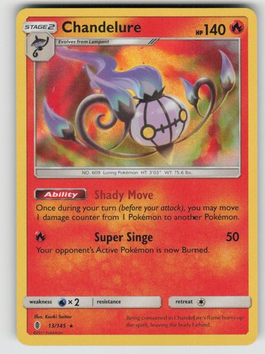 Holo Chandelure 13/145 Holo Rare Guardians Rising Near Mint