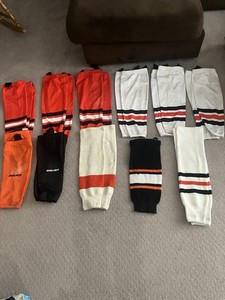Hockey Socks Orange White Black 11 Pairs Youth Small Thru Youth Large