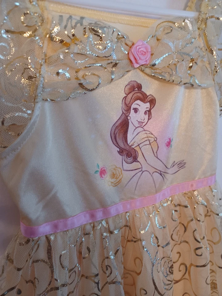 DISNEY PRINCESS AURORA Dress, Girls SZ 3T, Yellow/Gold/Satin/Tulle, Ribbons, Bow - Image 2 of 4