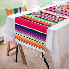 Fowecelt Mexican Serape Table Runner 14 x 84 Inch for Mexican Party Wedding D...