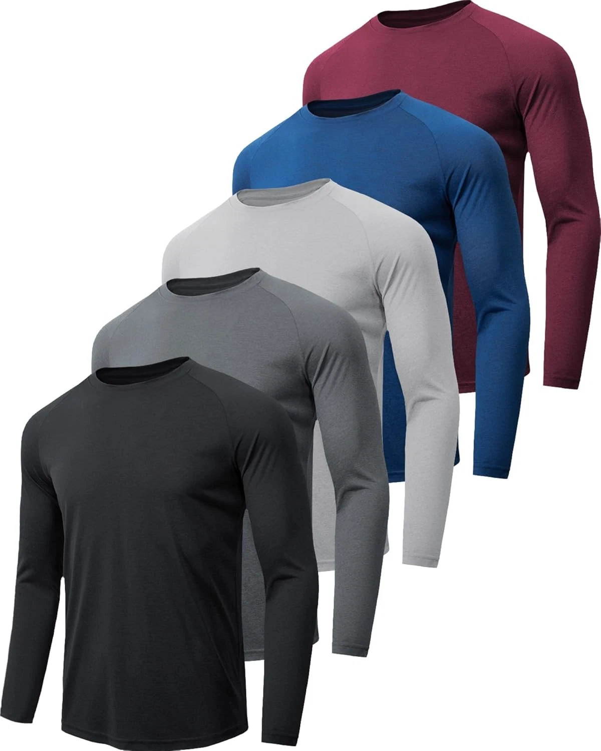 7 Pack Long Sleeve Shirts for Men UPF 50+ UV Sun Protection