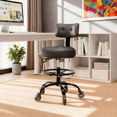Office Drafting Chair with Footrest, Tall Height Adjustable Stool with Back Supp