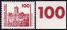 3350II Bauwerke 100 Pf: oben abgeschr&auml;gte 1 und Kerbe oben in 2. Null, Feld 9 **