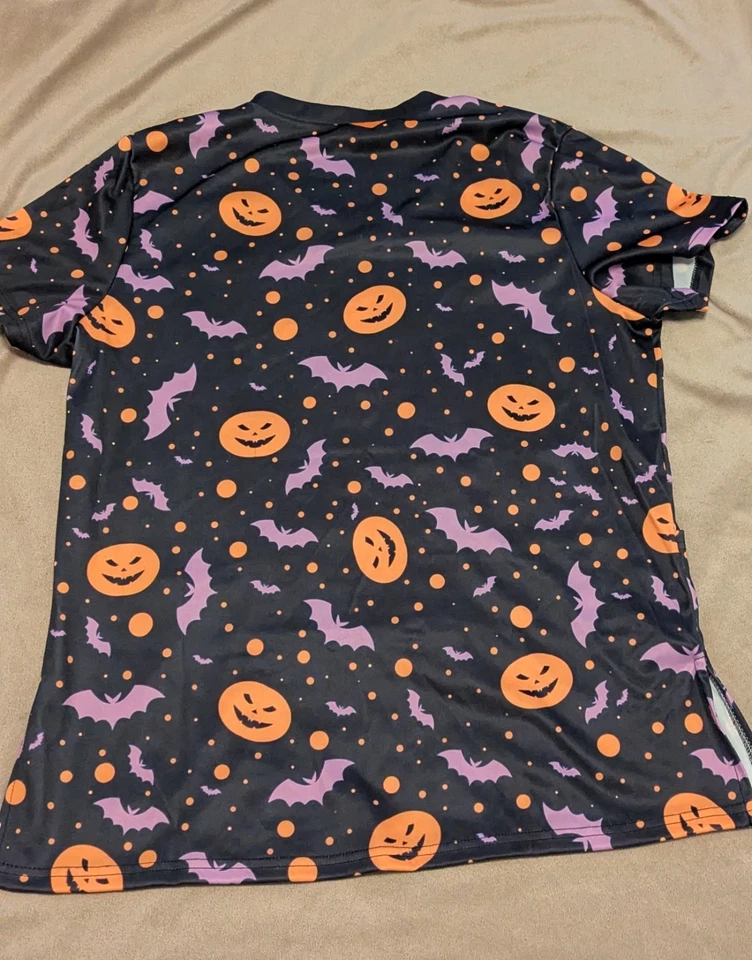 Scrub Tops-Halloween Pumpkins/Bats/Multicolor-(x2)M - Image 2 of 4