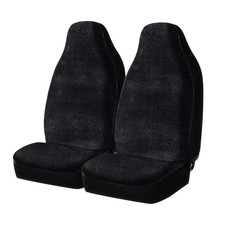 Auto Drive 2 Piece Car Seat Covers High Back Soft Faux Fur Polyester Black Univ Auto Drive 2 Piece Car Seat Covers High Back Soft Faux Fur Polyester Black Univ