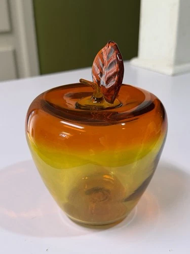 Large ‘59 Husted Blenko Art Glass Apple Paperweight  5731-A