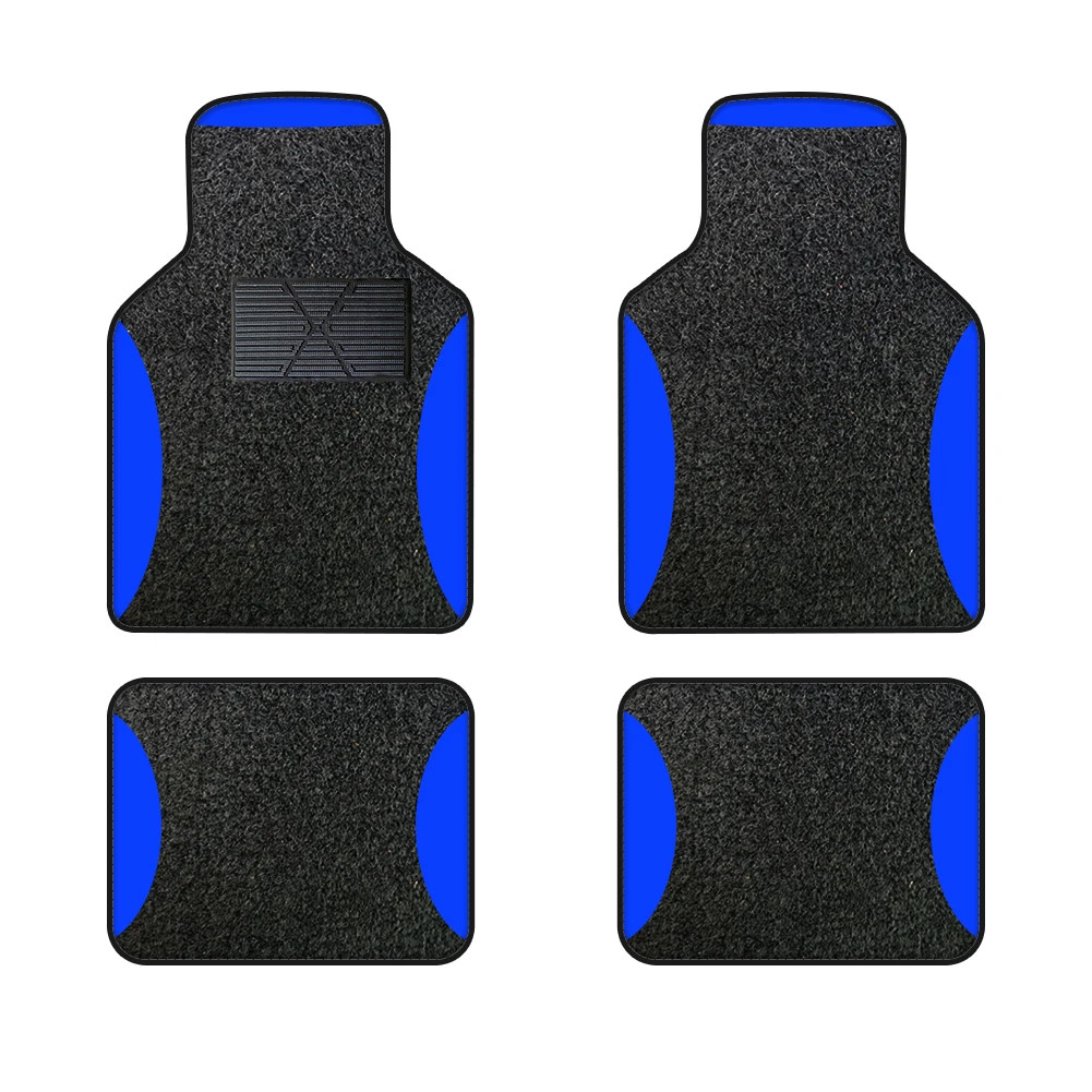 Tapis voiture 4PCS rayures bleues jeu complet universel et lavable pour textile de sol auto
