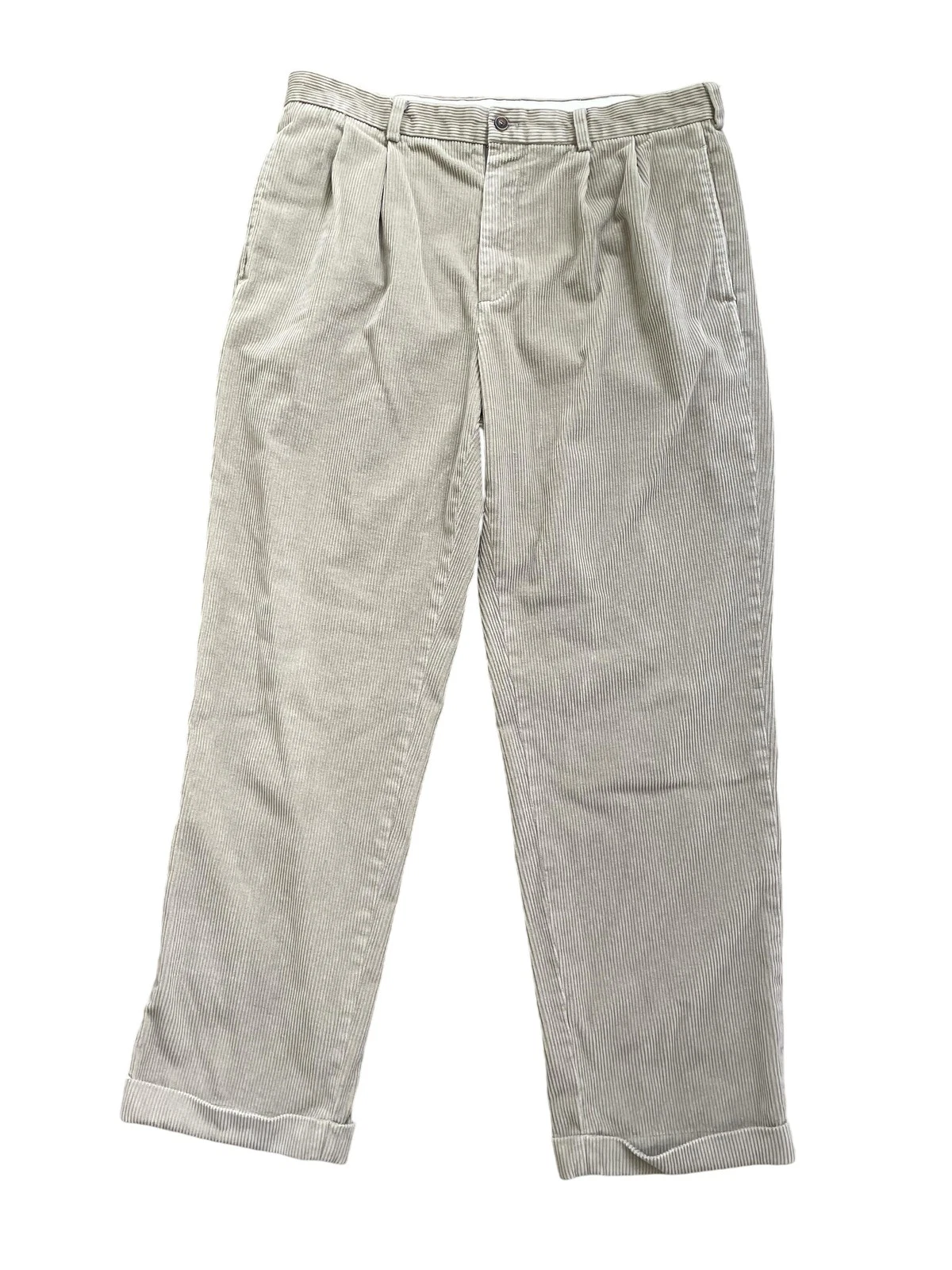 Brooks Brothers 346 Corduroy Pants Mens 36x32 Beige Pleated Front Casual Classic