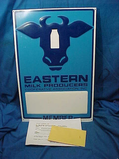 NEVER USED Vintage MEMBER EASTERN MILK PRODUCERS Co op METAL Barn SIGN