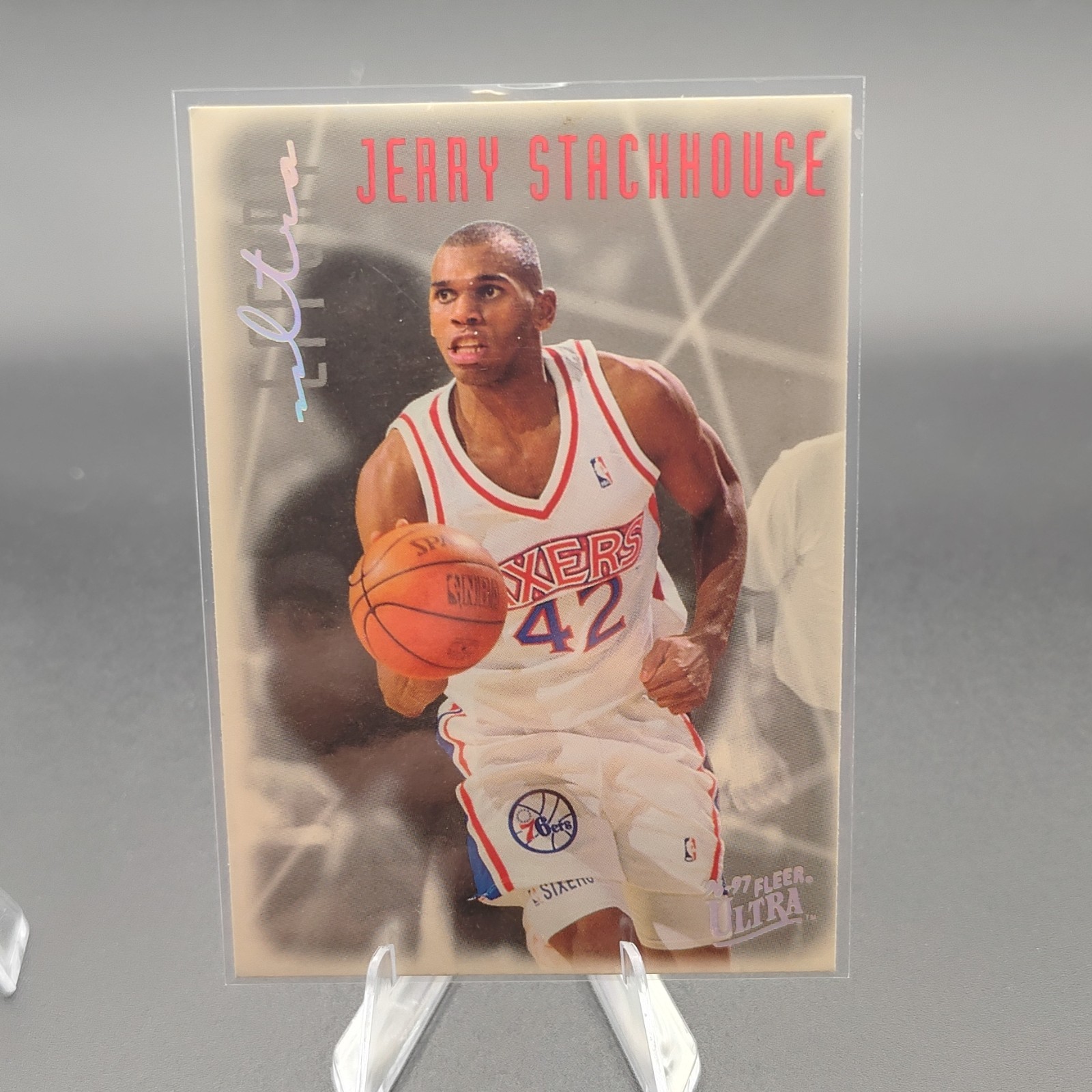 Platinum  Medallion Fleer Ultra 96-97 Stackhouse #146 Rookie Ultra Effort 76ers