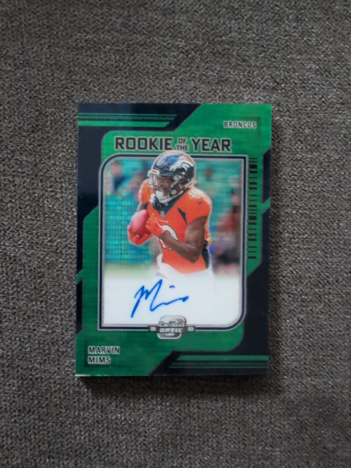 2023 Panini Contenders Optic Rookie of the Year Green Marvin Mims RC AUTO 23/30