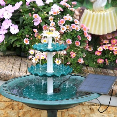 3.5W Solarbrunnen für Draussen, 3Schicht abnehmbares Vogelbad und Vogelfutter