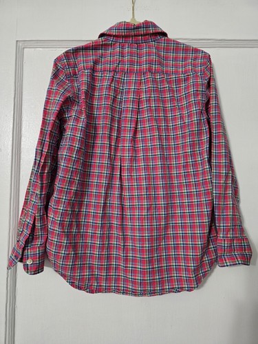 Ralph Lauren Button Up Shirt Boys Size 6 Blue Pink Green Plaid Cotton Pony - Picture 2 of 6