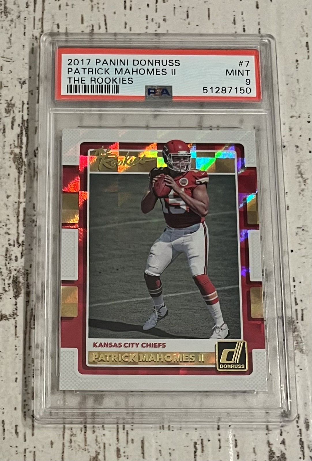 2017 Panini Donruss Patrick Mahomes II RC Rookie The Rookies #7 Chiefs PSA 9
