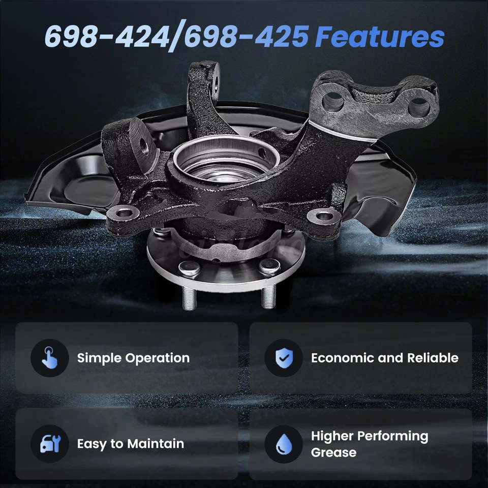 2x Front Wheel Hub Bearing Steering Knuckle Assembly for Toyota Sienna 2004-2010 Foto 4 de 4