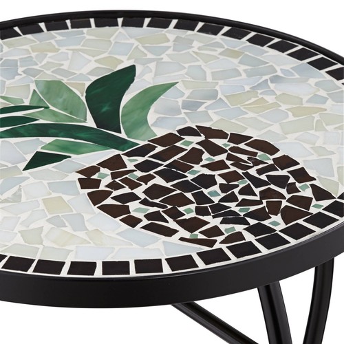 Modern Black Outdoor Accent Tables 14" Wide Set of 2 Beige Mosaic Porch Patio - Picture 3 of 8
