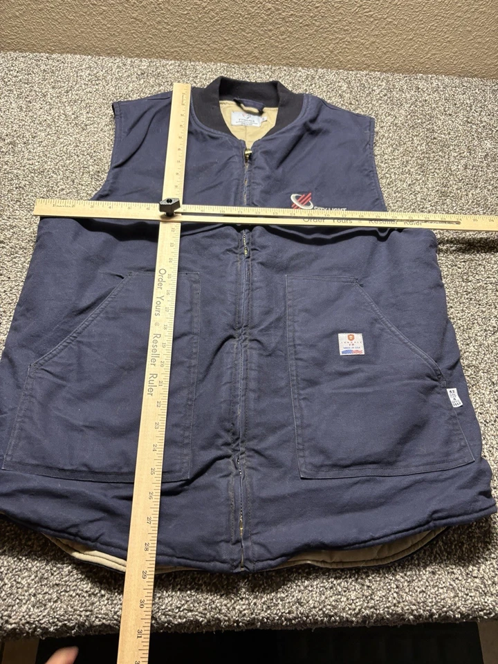 Tyndale FR Vest Mens Blue Large Full Zip Flame Resistant CAT4 USA Canvas Quilted - Image 4 of 4