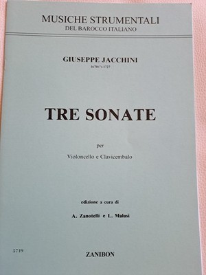 Noten, Cello, G. Jacchini, Tre Sonate por Violoncello e Clavicembalo