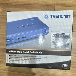 TRENDnet TK-407K 4-Port 1:4 USB VGA KVM Switch Kit Auto-Scan 4ft Blue