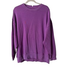 Aerie Women Purple Oversized Crew Neck Sweatshirt V-Notch Back Pullover M NWT