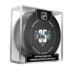 San Jose Sharks 35th Anniversary NHL Official Game Model Puck In Display Case