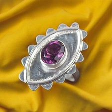 Natural Amethyst February Birthstone 925 Sterling Silver Ring All Size Gift DQ