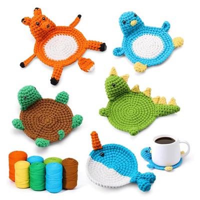Crochet Kit Animal Coasters DIY with Yarn Hooks Video Tutorial