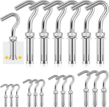 6PCS M10 Stainless Steel Expansion Screw Hooks Heavy Duty Concrete Wall Hanging