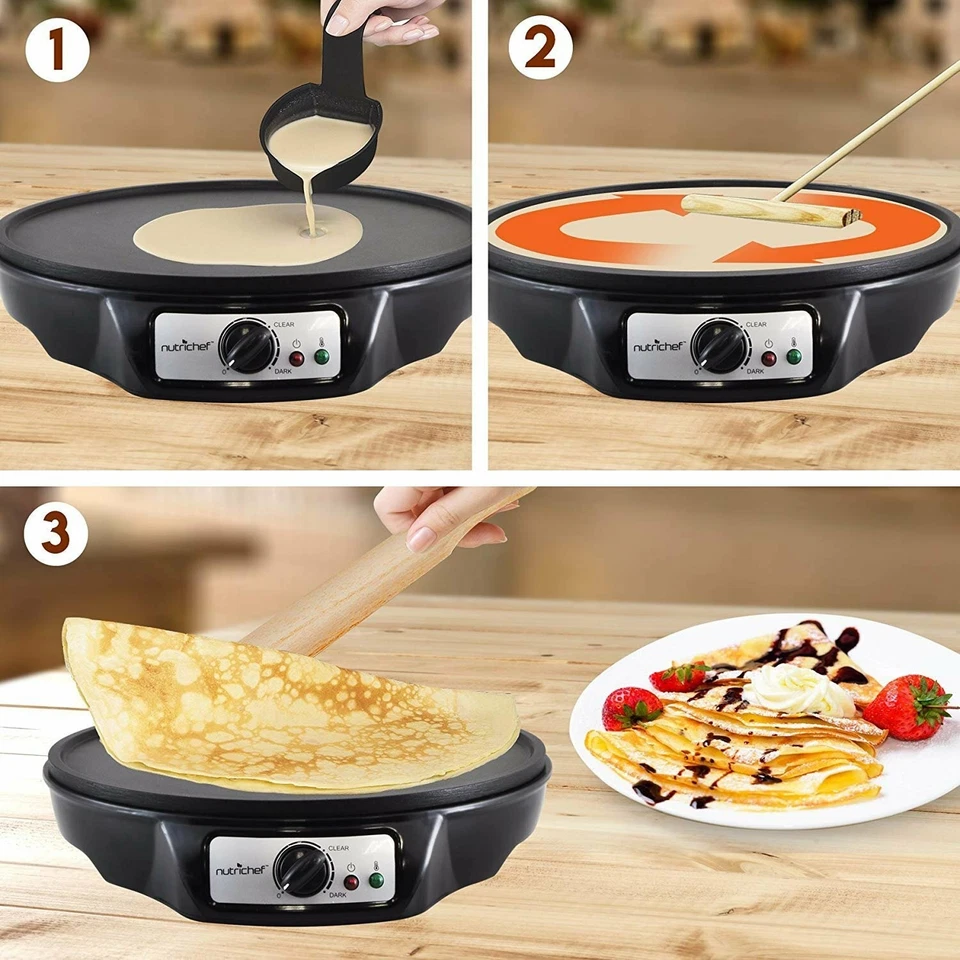 Cooktop elétrico para fazer crepe - Placa quente de alumínio antiaderente 12 polegadas - Imagem 4 de 4
