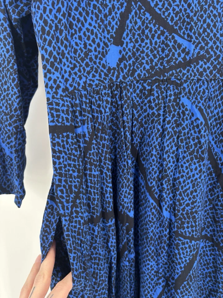 Vestido Carol Anderson Vintage Mujer 13/14 Años 80 Azul Negro Mangas Largas Bolsillos Foto 4 de 4