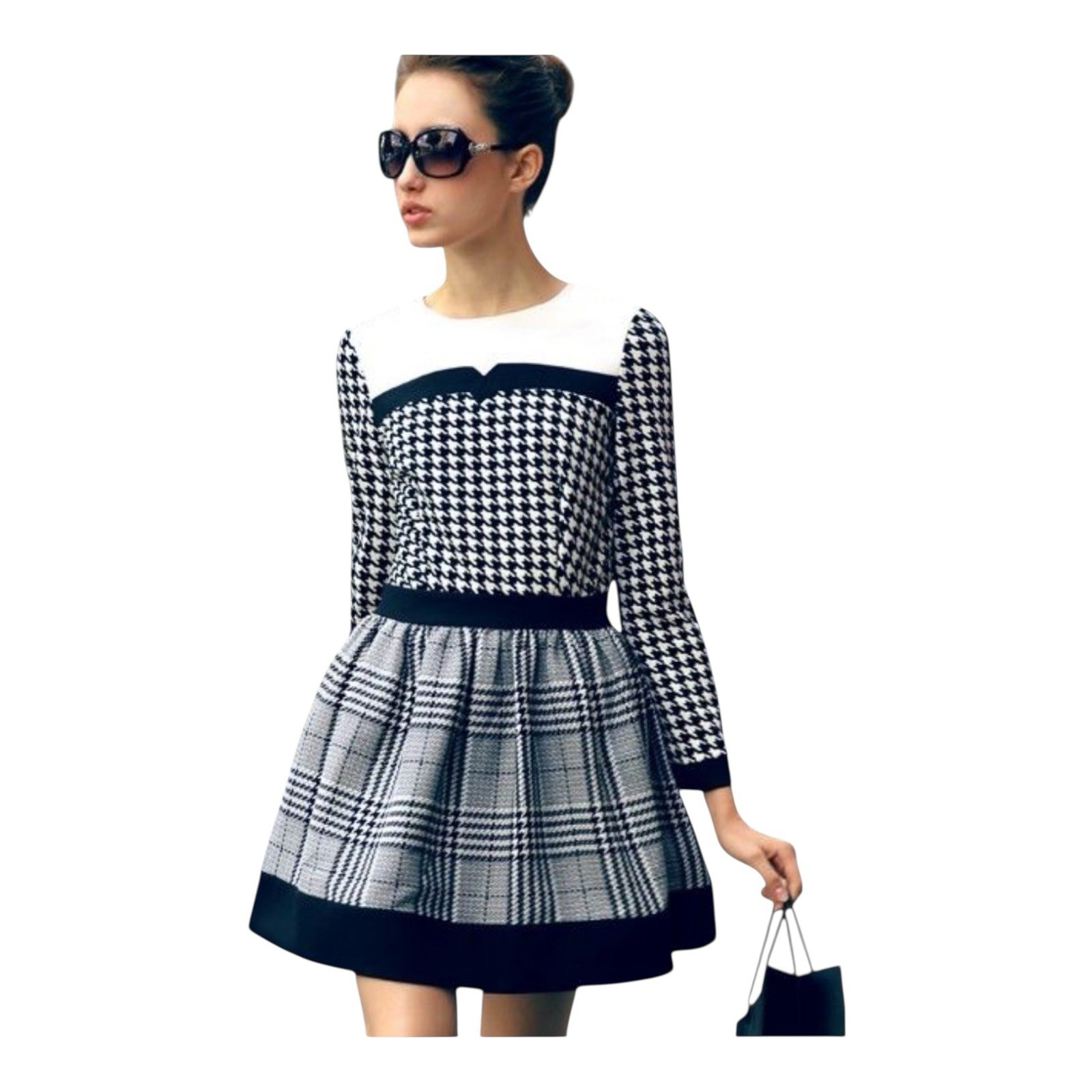 Houndstooth Check Pattern With High Contrast Pane… - image 1