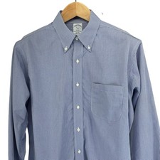 Brooks Brothers Regent Fit Blue Gingham Non Iron Button Down Shirt Mens 16 2/3 L