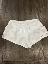 Nike Dri-Fit Shorts White Lined Drawstring Running - Women's Large