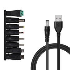 Universal 5V DC Power Cable, USB to DC Charging Cord with 8pcs Adapter Plugs ...